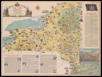 New York, The Empire State: A Pictorial Map Featuring Natural Wonders, Scenic Attractions and Historical Sites in the State of New York