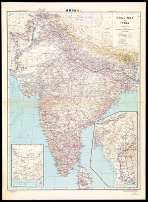 Road map of India. Reproduced ... from pulls of a Survey of India 1942 edition map