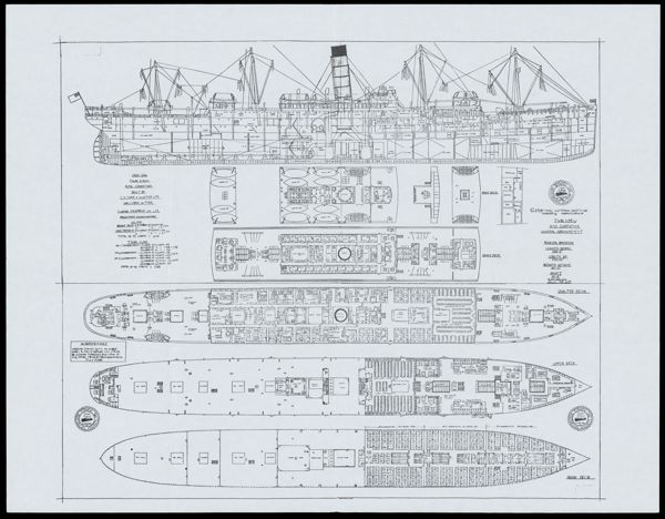 Twin Screw R.M.S. Carpathia General Arrangement