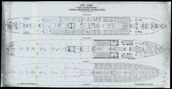 Twin Screw R.M.S. Carpathia General Arrangement