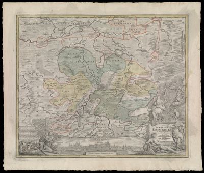Nova Territori. Erfordien. In Suas Praefecturas accurate divisi descriptio cui accedit Erfordiae Urbis exterior Facies et Prospectus Auctore Joh. Bapt. Homanno Noribergae.