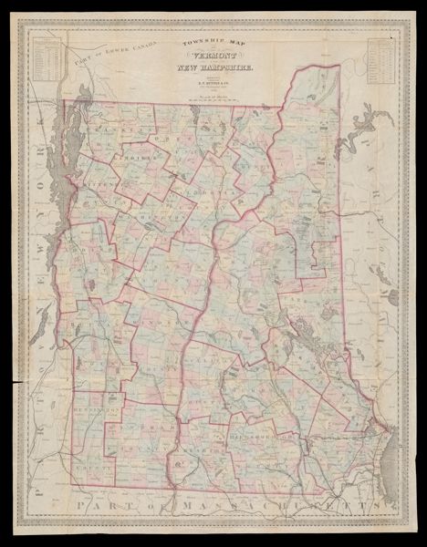 Township map of Vermont and New Hampshire