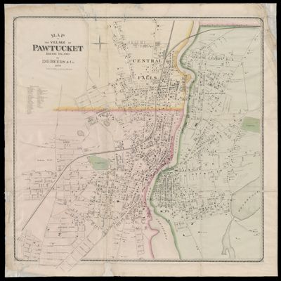 Map of the village of Pawtucket Rhode Island by D.G. Beers & Co. 1870.