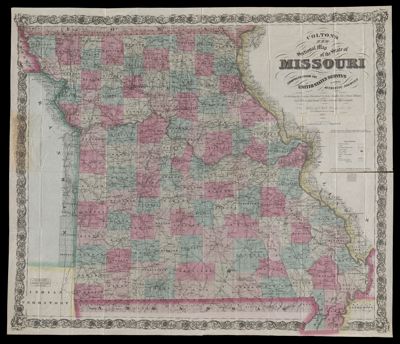 Colton's new sectional map of the state of Missouri compiled from the United States surveys and other authentic sources exhibiting the sections, fractional sections, counties, cities, towns, villages, post offices, railroads and other internal improvement