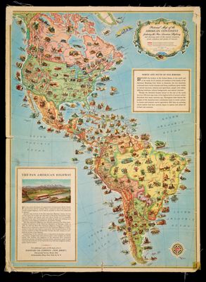 Pictorial Map of the American Continent featuring the Pan American Highway
