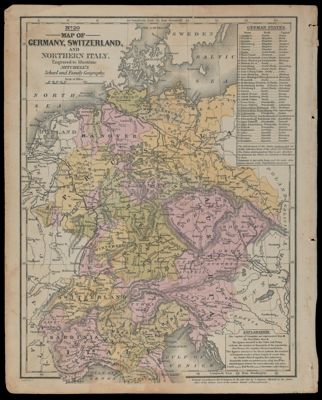 Map of Germany, Switzerland, and Northern Italy