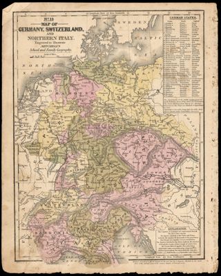 Map of Germany, Switzerland, and Northern Italy