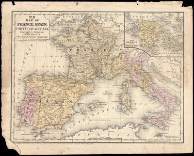 Map of France, Spain, Portugal & Italy