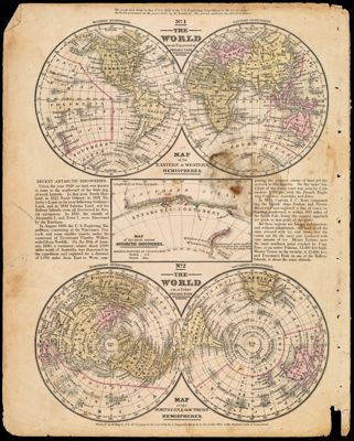 The World on an Equatorial Projection : Map of the Eastern & Western Hemispheres / The World on a Polar Projection : Map of the Northern & Southern Hemispheres.