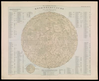 Die sichtbare Seite der Mond-Oberflache bei voller Beleuchtung (from Stieler's Hand-Atlas, No. 5)