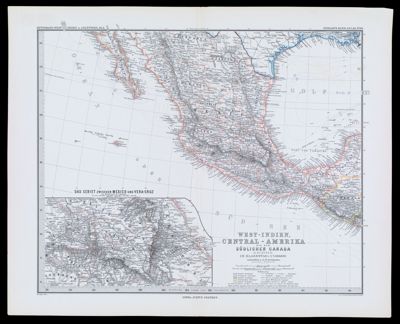 West-Indien, Central-Amerika bis zum Sudlichen Canada; (4 Blatter) in Maasstab v. 1: 7,500,000 emtworfen gezeichnet v. H. Habenicht.