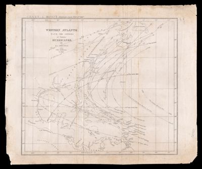 Western Atlantic, with the courses of various hurricanes