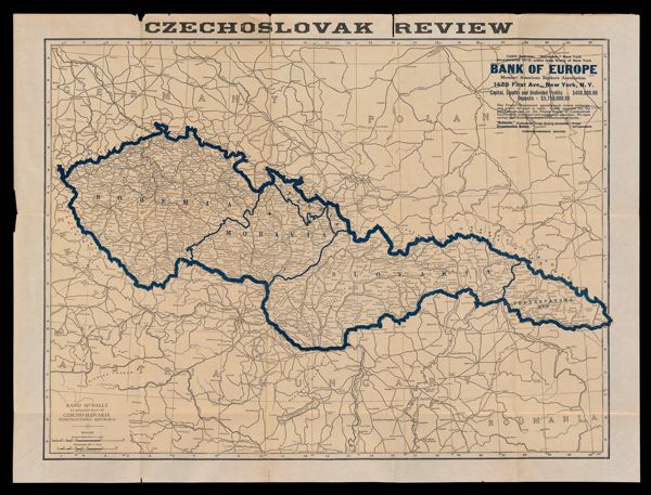 Rand McNally standard map of Czechoslovakia (Československá republika)