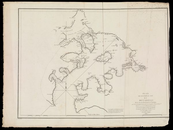 Plan de l'entrée du port de Bucarelli sur la côte du nord-ouest de l'Amerique : par 55°15 de latitude nord et 136°15 de longitude a l'ouest de Paris ...