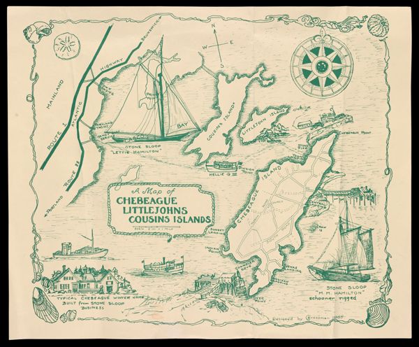 A map of Chebeague Littlejohns Cousins Islands