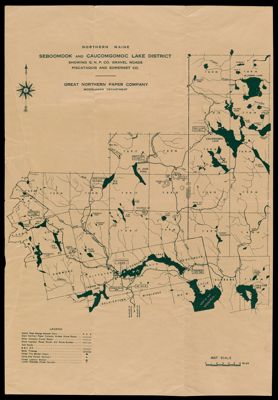 Northern Maine: Seboomook and Caucomgomoc Lake District showing G.N.P. Co. gravel roads Piscataquis and Somerset Co.