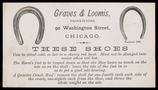 Graves & Loomis, Propieters, 90 Washington Street, Chicago. These Shoes . . .