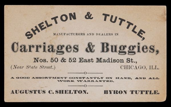Shelton & Tutle, Manufacturers and Dealers in Carriages & Buggies