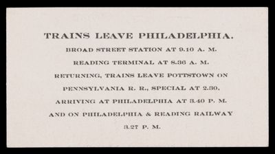 Trains Leaving Philadelphia