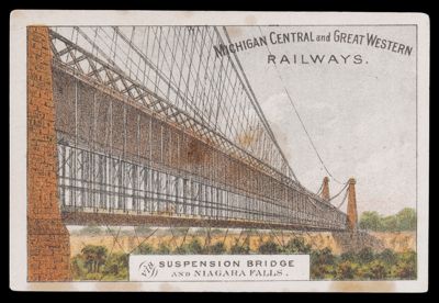 Michigan Central and Great Western Railways. Via Suspension Bridge & Niagara Fallls.