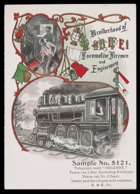 Brotherhood of Locomotive Firemen and Enginemen Sample No. 5121.