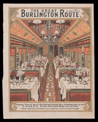 The Great Burlington Route: Interior View of one of the Famous Dining Cars...