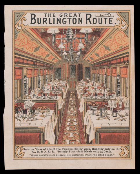 The Great Burlington Route: Interior View of one of the Famous Dining Cars...