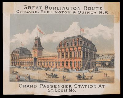 Great Burlington Route Chicago, Burlington & Quincy R.R.: Grand Passenger Station at St. Louis, Mo. [AND] Grand Passenger Station at Burlington, Iowa