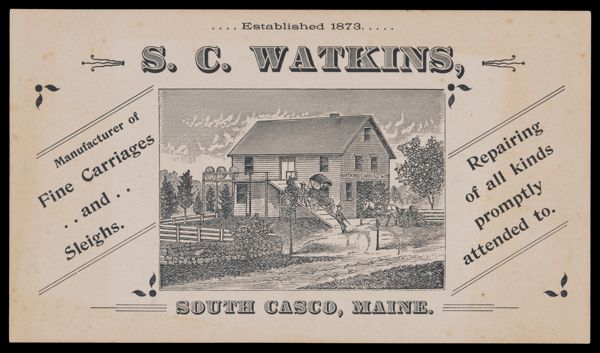 S.C. Watkins, Manufacturer of Fine Carriages and Sleighs...