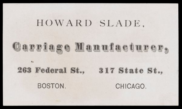 Howard Slade, Carriage Manufacturer
