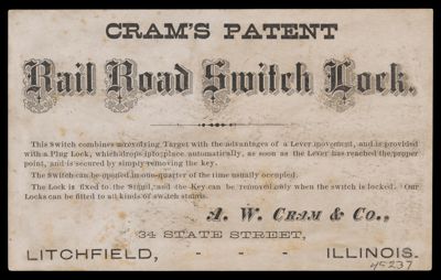 Cram's Patent Rail road Switch Lock