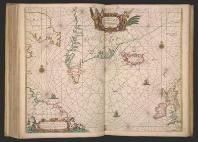 Pascaerte van Groen-Landt, Yslandt, Straet Davids en Ian Mayen eylandt, hoemen de selvige van Hitlandt en de Noortcusten van Schotlandt en yrlandt beseylen mach.