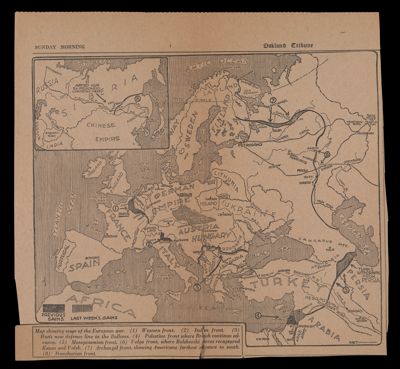 [clipping of map from Oakland Tribune, Oct. 6, 1918, showing 