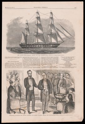 Presidents Buchanan and Lincoln entering the senate chamber before the inauguration