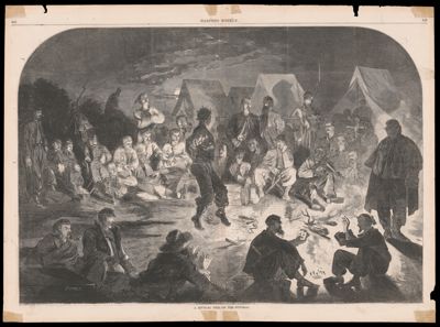A bivouac fire on the Potomac