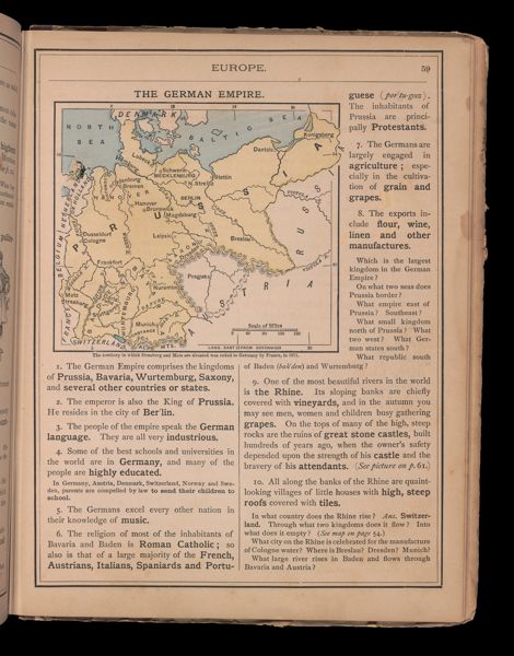 The German Empire - The territory in which Strasburg and Metz are situated was ceded to Germany by France, in 1871.