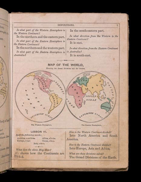 Map of the world, showing the grand divisions and the oceans.