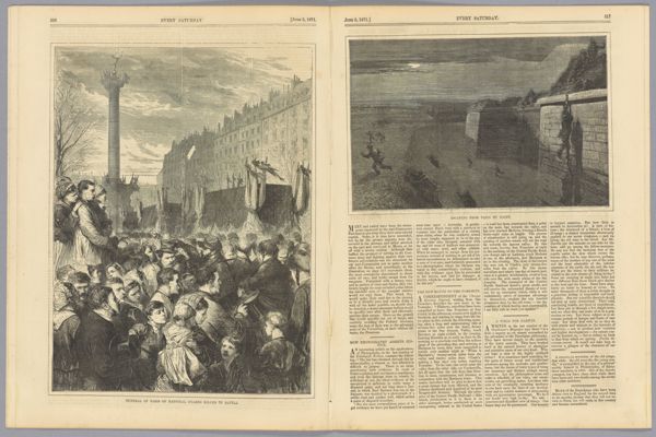 Funeral in Paris of National Guards killed in battle. - Escaping from Paris by night.