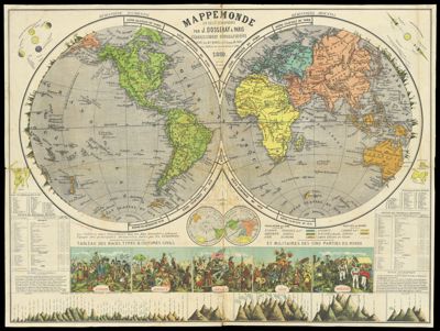 Mappemonde en deux hemispheres.