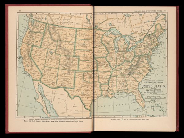The Matthews-Northrup comprehensive map of the United States showing political divisions and number of congressmen