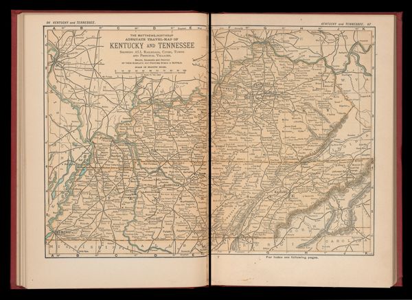 The Matthews-Northrup adequate travel-map of Kentucky and Tennessee showing ALL Railroads, Cities, Towns, and Principal Villages