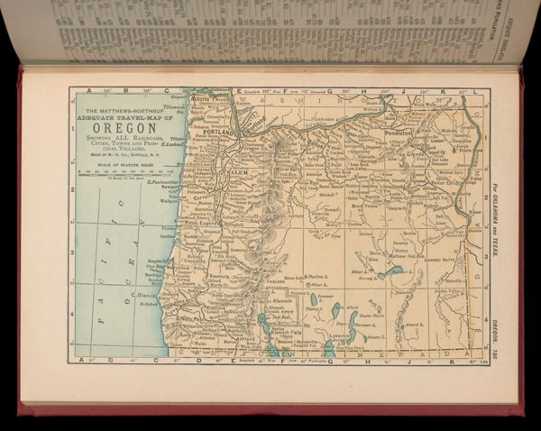 The Matthews-Northrup adequate travel map of Oregon showing ALL the Railroads, Cities, Towns, and Principal Villages
