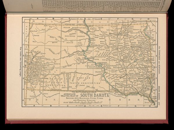 The Matthews-Northrup adequate travel map of South Dakota showing ALL Railroads, Cities, Towns, and Principal Villages