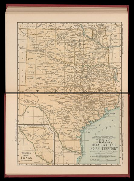 The Matthews-Northrup adequate travel map of Texas, Oklahoma and Indian Territory showing ALL Railroads, Cities, Towns, and Principal Villages