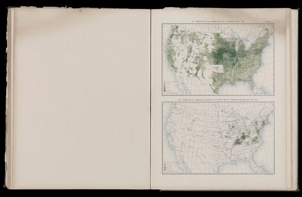 Production of all grains per acre of improved land 1890 / Production of tobacco in relation to the entire area of tobacco-producing counties 1890