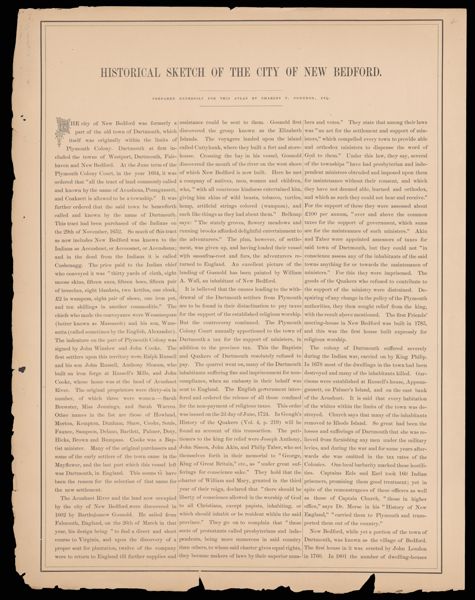 Historical Sketch of the City of New Bedford
