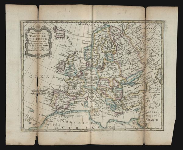 Nouvelle carte de l'Europe, dressée sur les observations de Mrs. de l'Academie Royale des Sciences, a Paris.