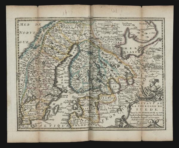 Estats de la couronne de Suede dans la Scandinavie ou sont Suede, Gotlande, Lapponie Suedoise, Finlande, Ingrie et Livonie. Sub divisées en jeurs Provinces. Suivant les dernieres relations.