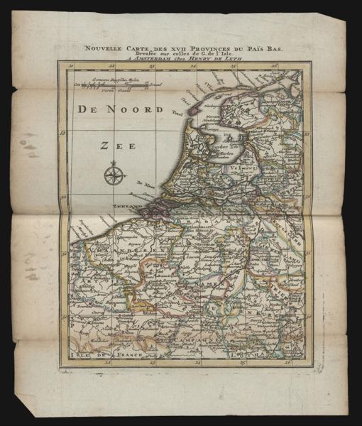 Nouvelle Carte des XVII Provinces du Païs Bas. Dressée sur celles de G. de l'Isle. A Amsterdam chez Henry de Leth.