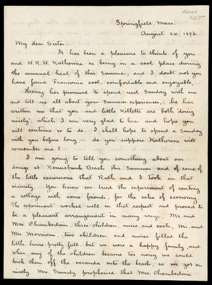 [Letter from Arthur G. Merriam to his sister-in-law Mary Cecilia (Bowers) Merriam]
